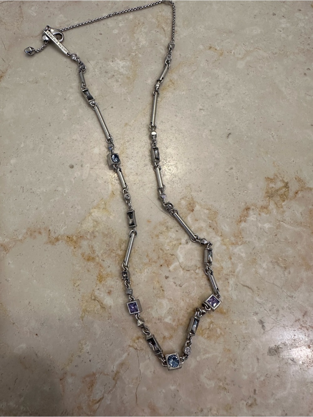 KENDRA SCOTT CROWLEY NECKLACE SILVER LILAC CRYSTALS